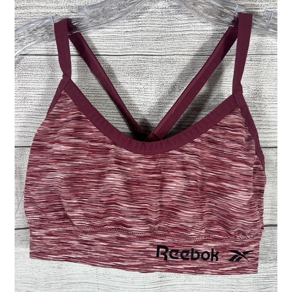 Reebok Sports Bra M Pink Space Dye Athleisure Activewear Workout Comfort Gym